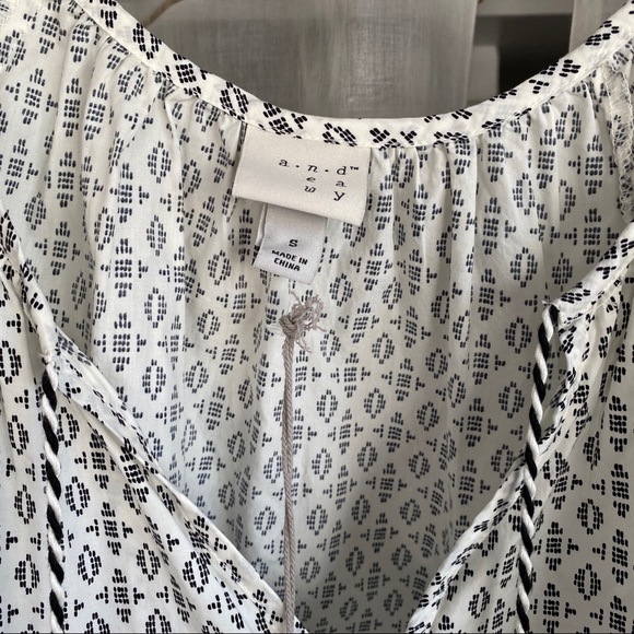 ✨ NWT A New Day Cotton Puff Sleeve Boho Blouse - Picture 5 of 8